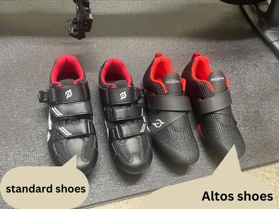 Peloton Altos shoes and standard peloton shoes